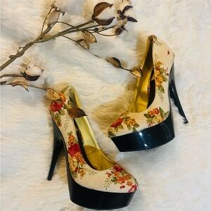Designer Floral Platform Heels